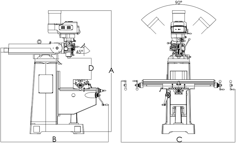 立式砲塔銑床 - 3KVA 3KVS